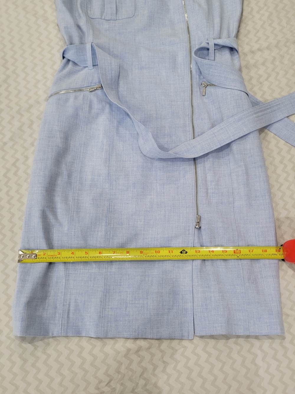 Calvin Klein Sleeveless Light Blue Zip-Front Sheath Dress - Picture 11 of 14